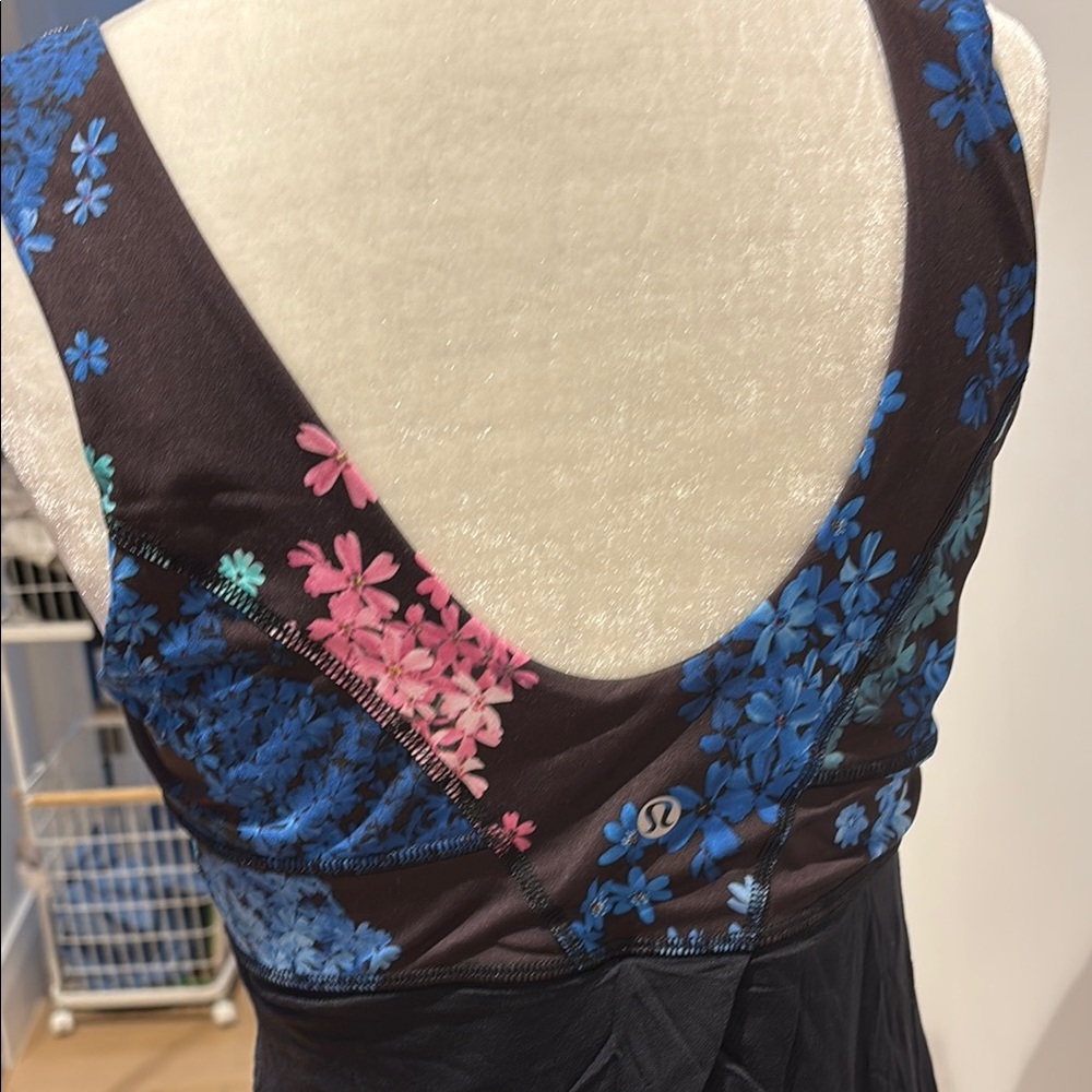 Lululemon Athletica Floral Tank Top - Black with Blue and Pink - Picture 6 of 7